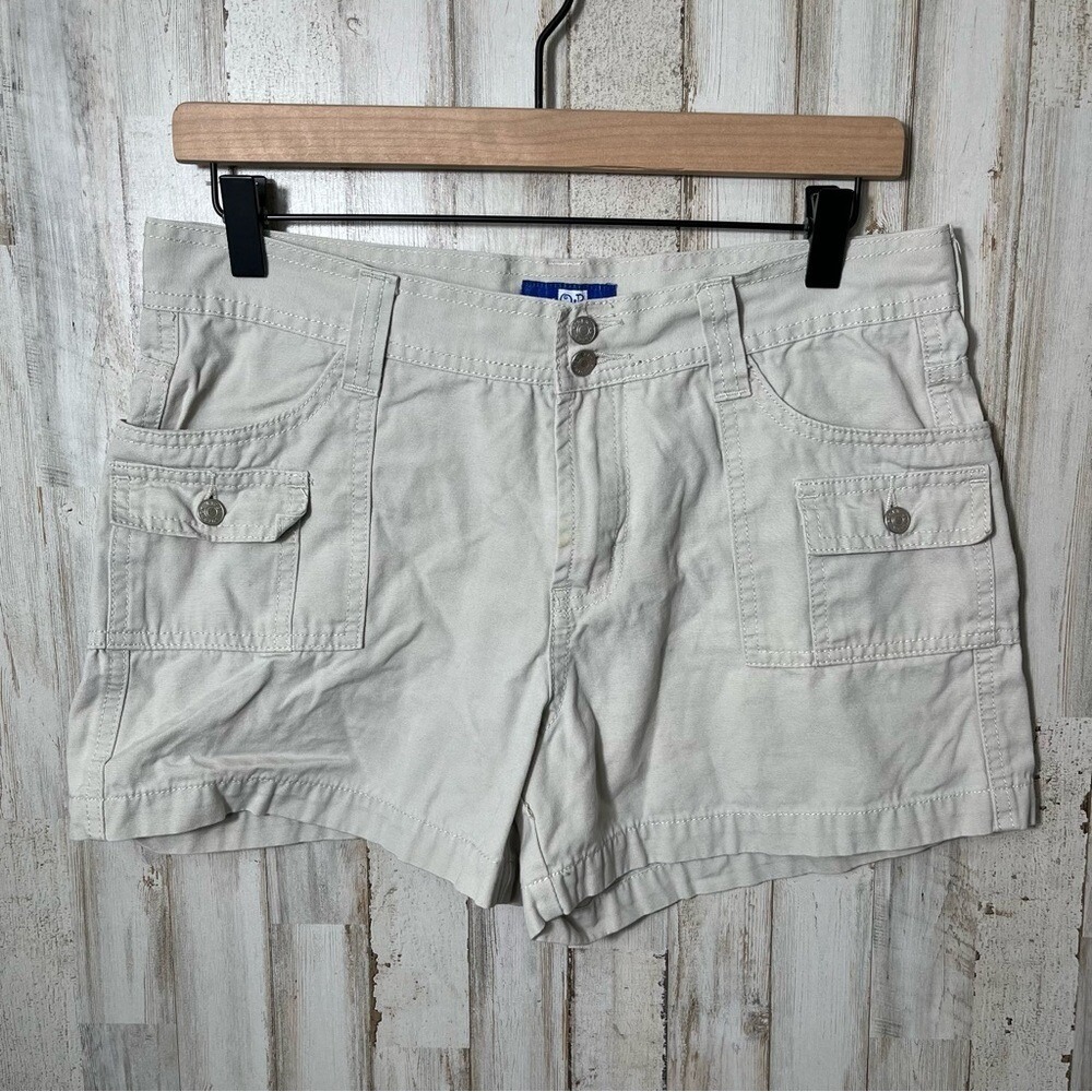 Vintage Y2K Outback Rider Khaki Cream‎ Cargo Mini Shorts Womens Size 9
